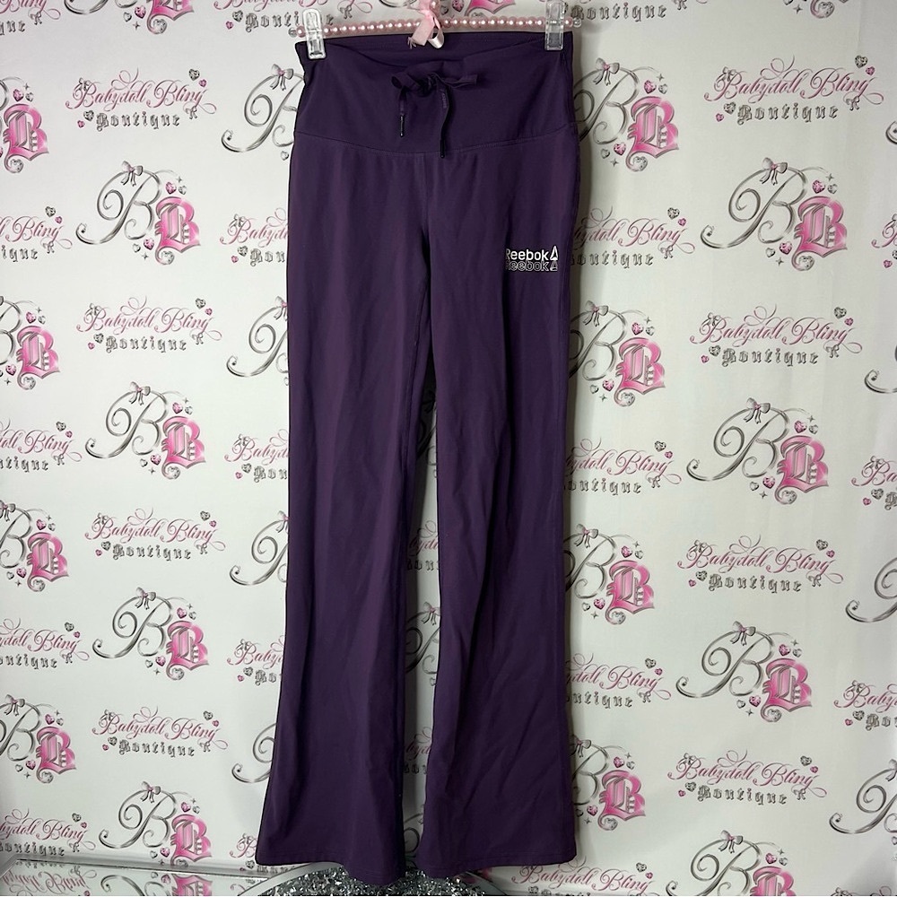 Reebok pants wide leg comfy stretchy yoga pants Deep Purple Fitness Pants